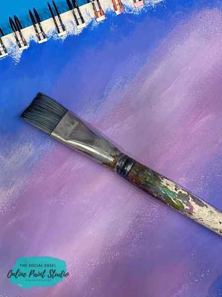 Flat Paintbrush Cloudy Sunset Painting For Beginners The Social Easel Online Paint Studio