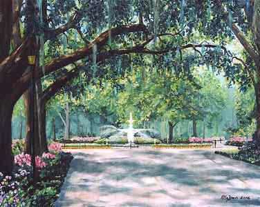Wall Art - Painting - Spring In Forsythe Park by Stanton Allaben