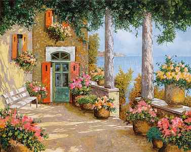 Wall Art - Painting - Tra Le Colonne In Terrazzo by Guido Borelli