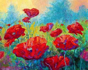 Wall Art - Painting - Field Of Red Poppies by Marion Rose
