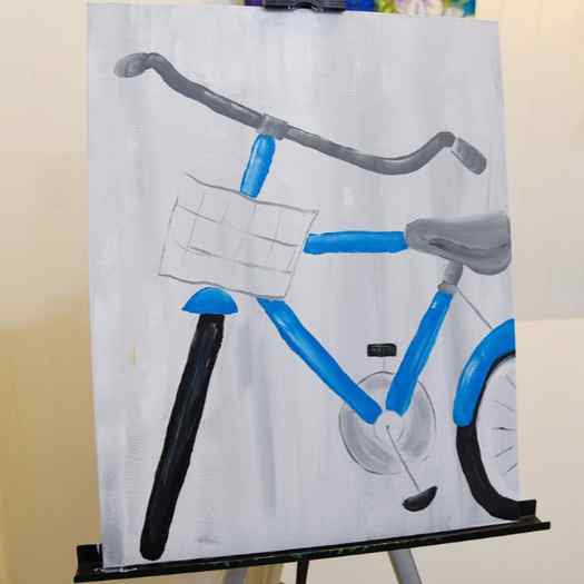 Paint petals and gear of bicycle painting
