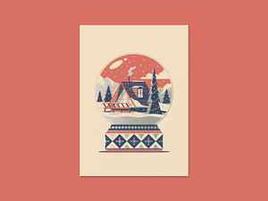 Mountain Home Greeting Card a frame cabin dan kuhlken dkng dkng studios geometric illustration mountains nathan goldman pine tree pine trees snow snow globe vector winter