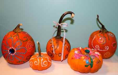 Dot Pattern Painted Pumpkins