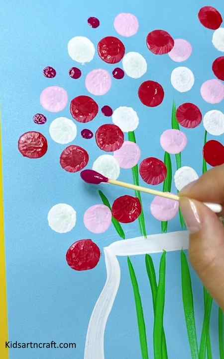 Amazing Idea Of Watercolor Paint Using Earbud To Make Beautiful Flower Painting Art Idea For Kids