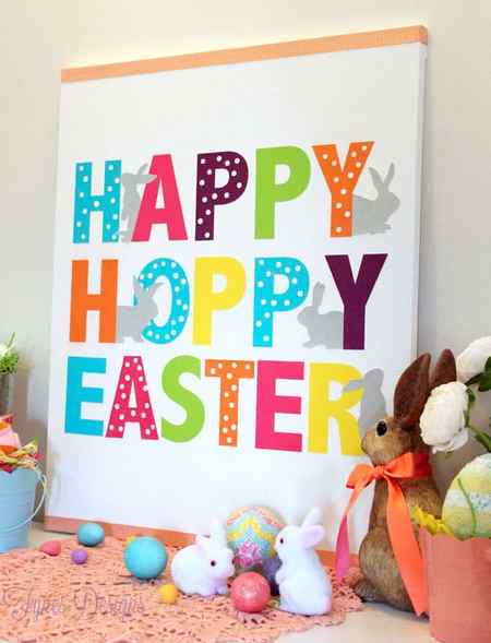 Easy Easter Canvas #mayartsribbon #xyron #michaels #dcwv #silhouette