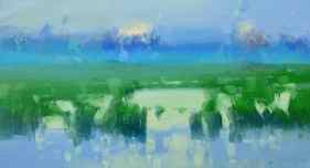 Large Green Landscape Oil Painting Large Green Landscape Textured Canvas Art Wabi-Sabi Art
