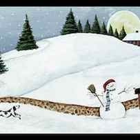 Christmas Valley Snowman With Black Border by David Carter Brown