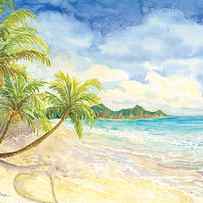 Love Heart on the Tropical Beach with Palm Trees by Audrey Jeanne Roberts