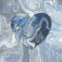 Carved In Stone Marble Heart Teal Blue Watercolor Art by Irina Sztukowski