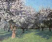 Original art for sale at UGallery.com | Orchard in Spring by Stefan Conka | 8.019 zł | oil painting | 25.5