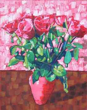 04. Still Life Pink Roses in a Vase 2017 by Anthony D. Padgett (after Van Gogh Saint Remy 1890) thumb