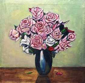 Pink Roses in a Vase thumb
