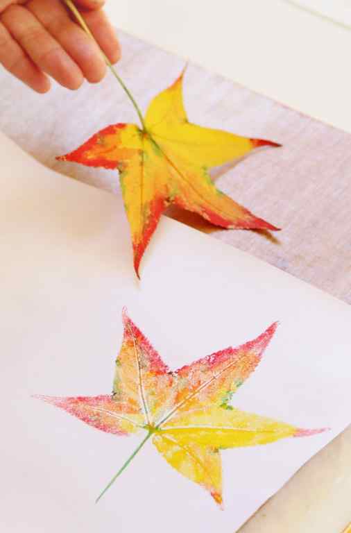 how to print with leaves on paper, great crafts for kids and adults for autumn, thanksgiving, and year round