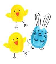 Finger paint bunnies and chicks