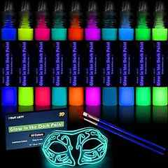 Sponsored Ad - HOMY ARTY Fabric Paints, Glow in the Dark Paint -10 Colors x 30ml Long-Lasting Luminous Glow Acrylic Paint . 