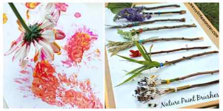 Use items from nature as paint brushes