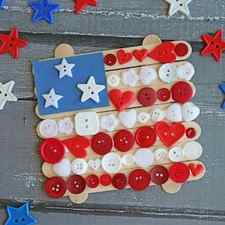Popsicle Stick Button Flag Kids Craft for 4th of July