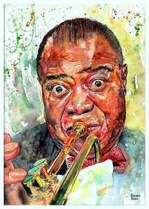 Wall Art - Painting - Louis Armstrong Portrait Painting by Suzann Sines