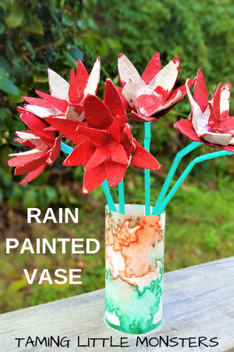 rain painted vase. process art activity for kids.