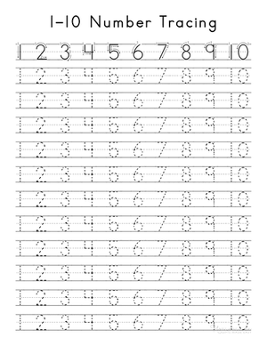 Number Tracing Worksheets 1 10