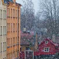Snowfall In Residential Area by Johner Images