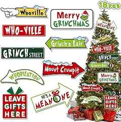 Sponsored Ad - 18PCS Grinchs Ornaments for Christmas Tree,Grinchs Tree Decor, Whoville Christmas Decorations Paper Hanging. 