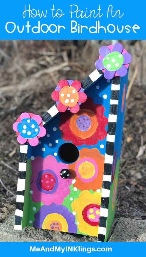 How-to-Paint-an-Outdoor-Birdhouse Step By Step #patiopaints #diy #birdhouse #outdoors #craft