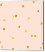 Golden scattered confetti pattern, baby pink background by Tina Lavoie