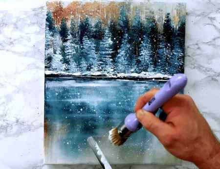 Winter Snowing Landscape Painting 02