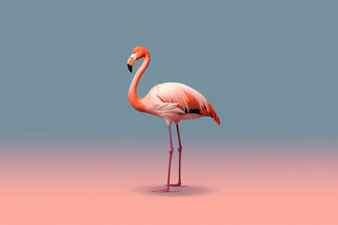 Pink flamingo on a blue background 3d rendering illustration