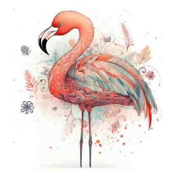 Cute watercolor flamingos illustration generative ai Stock Photo