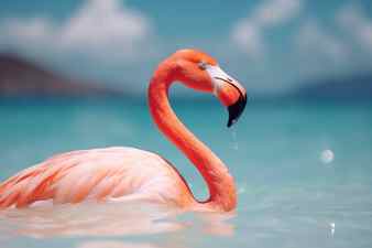 Flamingo and summer concept travel vacation and lifestyle generative ai