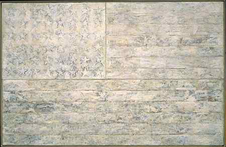 White Flag, Jasper Johns (American, born Augusta, Georgia, 1930), Encaustic, oil, newsprint, and charcoal on canvas 