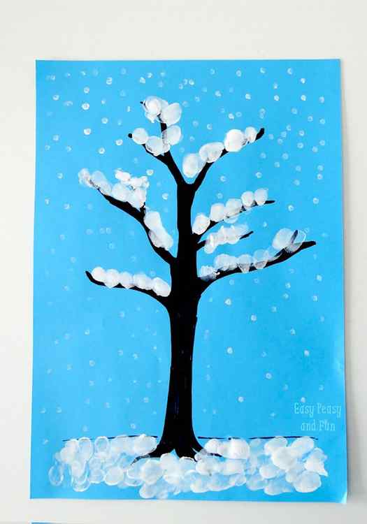 Winter finger painting tree