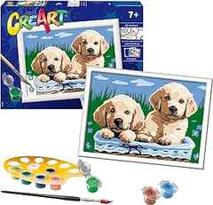 Ravensburger CreArt Cute Puppies Paint By Numbers for Children - Painting Arts and Crafts Kits for Ages 7 Years Up