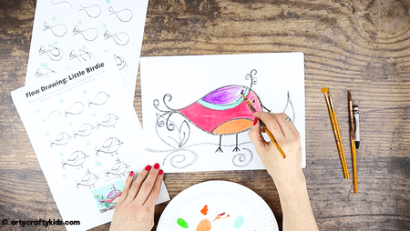 How to Draw for a bird for Kids - A simple drawing guide for kids that introduces mindfulness to the creative process.