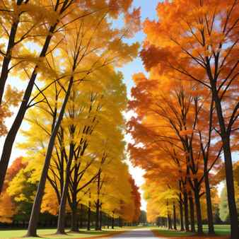 Autumn trees and road in the park 3d illustration