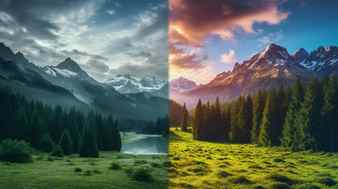 Fantastic landscape in the mountains picturesque panorama Stock Photo