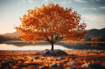 Autumn s whispers tree of life represented by a mesmerizing autumn tree generative ai