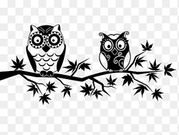 Owl Wall decal Black and white, owl, white, furniture png thumbnail