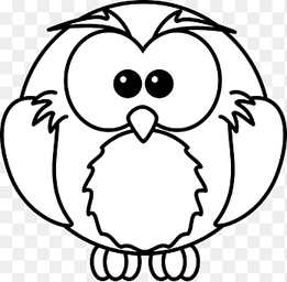 Black and white Owl Line art, Cartoon Animal, white, face png thumbnail