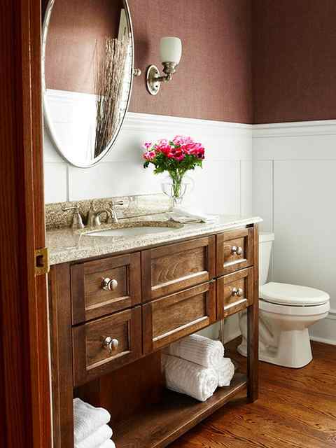 small-powder-room-brown-accents