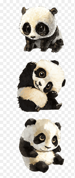 three white-and-black pandas illustration, Giant panda Tibetan Mastiff Red panda Baby Pandas Bear, Cartoon panda, cartoon Character, painted png thumbnail