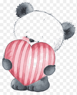 of teddy bear, Giant panda Bear Child Illustration, panda, love, heart png thumbnail
