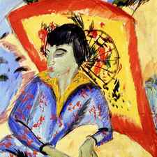 Erna with Japan screen by Ernst Ludwig Kirchner