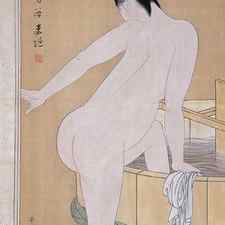 Bathing In Cold Water by Kitagawa Utamaro