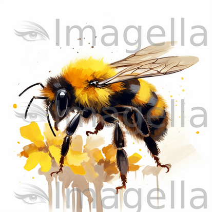 Bumblebee Clipart in Oil Painting Style: Vector & 4K