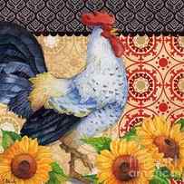 Roosters and Sunflowers III by Paul Brent