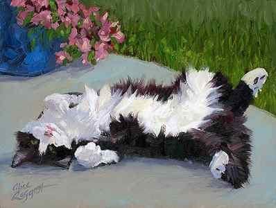 Wall Art - Painting - Cat on a Hot Day by Alice Leggett
