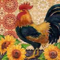Roosters and Sunflowers II by Paul Brent